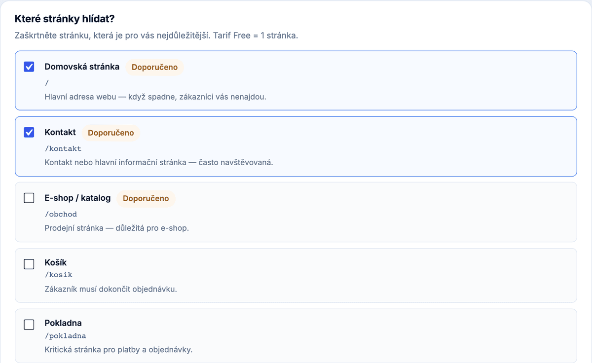 Guard — kritické URL a intervaly